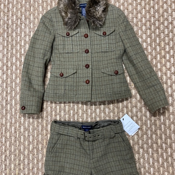 Ralph Lauren Tweed Lined French Blazer Shorts Wool Blend Girl Sz 8 Made In Italy - Picture 2 of 12